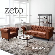 [TECK SENG] Zeto 1+3 Seater Chesterfield Sofa / Leather-Pro Fabric/ Water Repellent/ Tufted Button/ Free Delivery