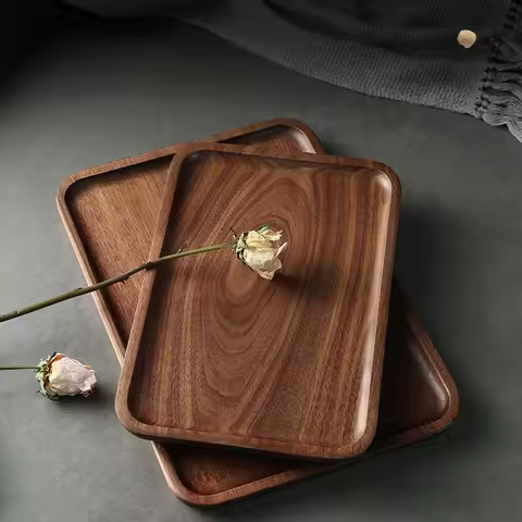 North American Black Walnut Wood Tray Household Wooden Tea Tray Put Cups Wooden Plate Coffee Dessert