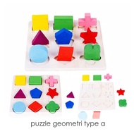 Educational toys GEOMETRIC PUZZLE shape montessori geo shape wooden puzzle - TINYTIMBER