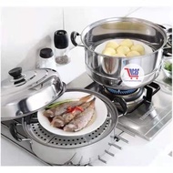 ♞,♘,♙3 Layer Stainless Steamer (28cm) 3 Layer Steamer Siomai Steamer Stainless Steel Cooking Pot