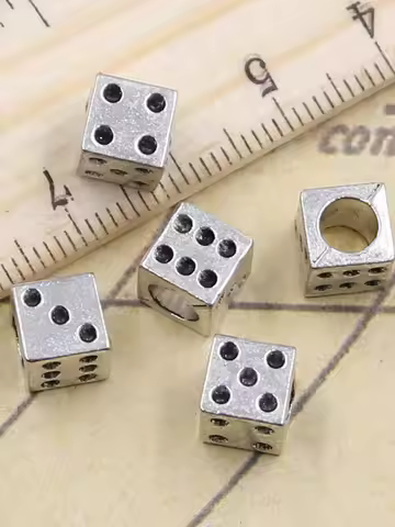 10pcs Beads Casino Lucky Dice 4.5mm Big Hole Charms European Pendant Fit For Bracelet DIY Antique Si