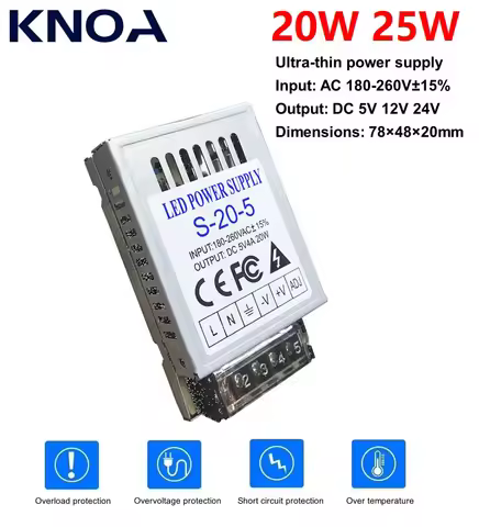 NEW Power Supply AC 220V to 5V 12V 24V Volt 20W 25W Switching Power Supply 1A 2A 4A Monitor LED Tran