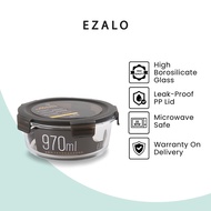 EZALO Borosilicate Glass Round Container Snap Lock Airtight Glasslock Storage Box (640/970/1300ml)