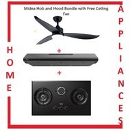 Midea MBI-SN 30TG &amp; MBI-90F140BK 3-Burner Hob and Hood Bundle with 2PCS Free DC Ceiling Fan l Free Express Delivery