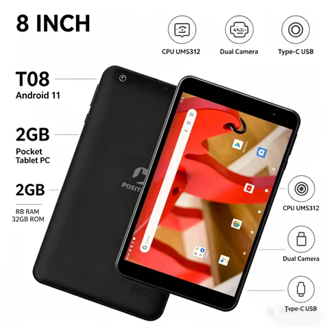 8 INCH T08 Android 11 Pocket Tablet PC 2GB RAM 32GB ROM CPU UMS312 Quad-Core 1.3GH Dual Camera Type-