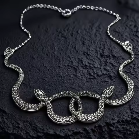 Double Snake Necklace Serpent Necklace Medusa Jewelry Women Birthday Gift Fashion Accessories Statem