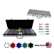 [ READY STOCK ] 200Pcs / 300Pcs / 500Pcs Chips Poker Casino Poker Chips Texas Holdem Poker Game Set 