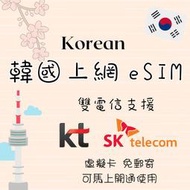 【東京速購】韓國上網 網卡 eSim 虛擬卡片 無實體卡 長天數 吃到飽 不降速 SKT KT  7天－15天
