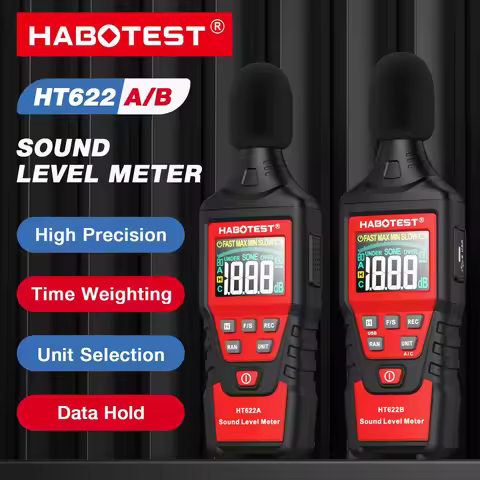 HABOTEST HT622 Sound Level Meter Portable SPL Meter 30dBA to 130dBA Audio Noise Volume Measuring Ins