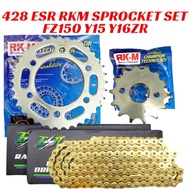 428 132L ESR RKM YAMAHA FZ150 Y15 Y16ZR ESR Sprocket Gold Chain And RKM Sprocket Set 428H 428HUO 132