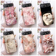 For Tecno Pova Slim KM9 New Elegant Floral Cat Painting Casing Tecno Pova Slim 5G Black Silicone Sof