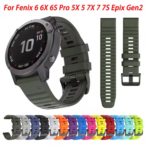 26 22 20mm Silicone Watch Strap for Garmin Fenix 6S 6 6X Pro 7X 7S 7 Pro 5 5X Plus 965 945 3HR MK2 W