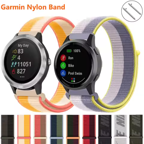 20mm 22mm Nylon Band for Garmin vivoactive 3 Watch Strap Venu 2 2s SQ Forerunner 645 Wristband Brace