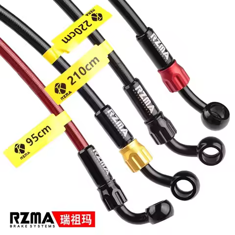 RZMA Steel Braided Brake Hose Teflon Lined - Aluminum Alloy Banjo Bolt Hydraulic Brake Line for Elec