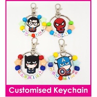 Superhero / Avengers / Customised Cartoon Ring Name Keychain / Bag Tag / Christmas Gift Ideas / Birthday Goodie Bag
