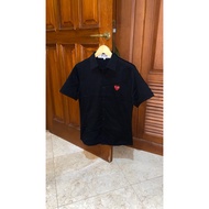 KEMEJA Play CDG Black Shirt Short Sleeve Black Short Sleeve