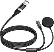 cugunu USB A/C to Galaxy Watch/USB C Multiple Portable Travel Charger Cable, 2-in-2 Car Magnetic Wir
