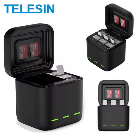 TELESIN Portable Battery Charger 3 Slots Fast Charging for GoPro Hero 13 Battery GoPro Hero 13 Black
