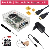 Raspberry Pi 4 Model B accessories acrylic case cooling fan heatsink switch power adapter for Raspbe