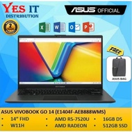 Asus VivoBook Go 14 E1404F-AEB888WMS (14'', FHD, R5-7520U, 512GB SSD, 16GB DDR5, WIN11) Laptop