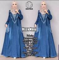 Gamis Helen Jumbo Maxy Dress Jeans Rampel - Baju Muslim Terbaru - Gamis Jumbo Terbaru - Gamis Jeans
