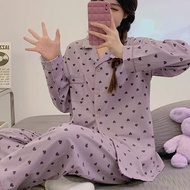 Korean Thick Long Sleeve Pajama Pants Terno Cotton For Women Nightwear Sleepwear