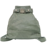 二手Jean Paul Gaultier迷你雙肩包，搭配 LogoPlate，皮革材質，苔蘚綠，0983