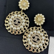 Chanel 香奈兒重工款耳環耳環大珍珠搭配水鑽設計 大氣