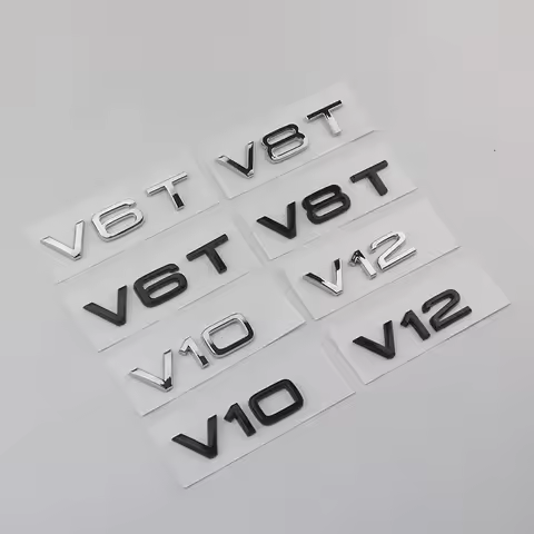 2PCS ABS 3D badge Emblem Audi V6T V8T leaf label V10 V12 side label for A4L A5 A6L A7 Q3 Q6 Q7 car l