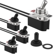 4 Unit Suis Togol Tahan Lasak dengan Kabel 5.1", 6A/125V 3A/250V SPST 2 Pin ON/Off Suis Togol Logam 