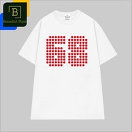 Premium - oversize unisex short-sleeved T-shirt with lucky number 68 Loc Phat printed in Blue, Red, 