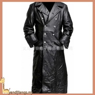 MEN'S GERMAN CLASSIC WW2 MILITARY UNIFORM OFFICER BLACK LEATHER TRENCH COAT