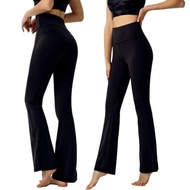 [HZA] 148-160cm Loose Sport Nurse Bootcut Flare Jersey Pants Leisure Women's High Waist Stretch  Boo