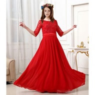 LONG DRESS LACE RED LK001 D