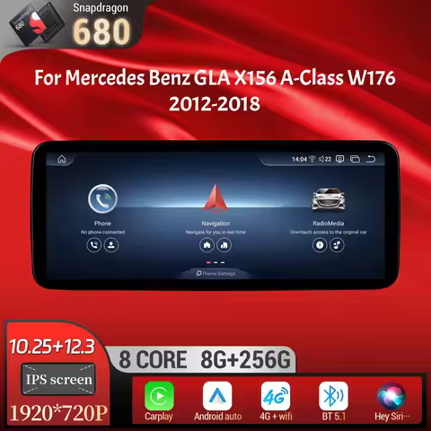 Car Radio Android 13 For Mercedes Benz GLA X156 A-Class W176 2012-2018 Wireless Carplay Stereo Snapd