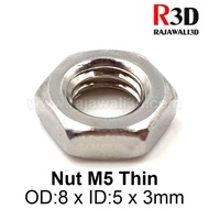 Nut M5 Thin Hex Nut White