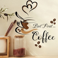 Coffee Cup Pattern Wall Stickers Cafe Living Room Decor Sticker Creative Art English Home Decoration Self-adhesive Wallpaper 30X20cm