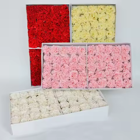 10/50pcs Soap Carnation 6x6.5cm artificial flower head w base eternal Decorative DIY gift box bouque