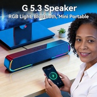 Protable Bluetooth 3.5mm Soundbar USB Subwoofer PC Game Speaker Mini RGB light For Laptop TV Compute