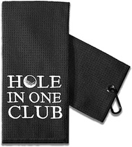 TOUNER Funny Golf Towel Gift for Dad, Retirement Gifts for Men Golfer, Funny Golf Towel for Men, Embroidered Golf Towels for Golf Bags with Clip (Hole in one Club)