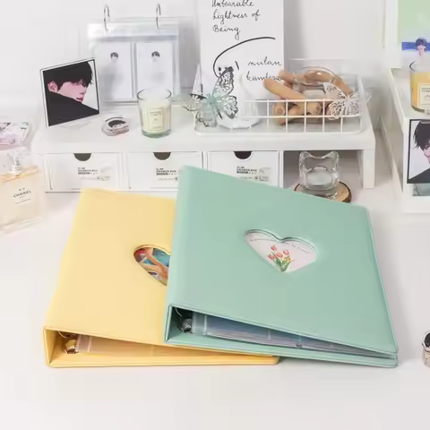 Heart 3X3 9Grid A4 Photocard Binder PU Leather 3inch Photo Holder Large Photo Album Korean Idol Phot