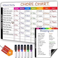Magnetic Reward Chores Chart Dry Erase Whiteboard Set for Multiple Kids, Teens & Adults (11.5"x 15")