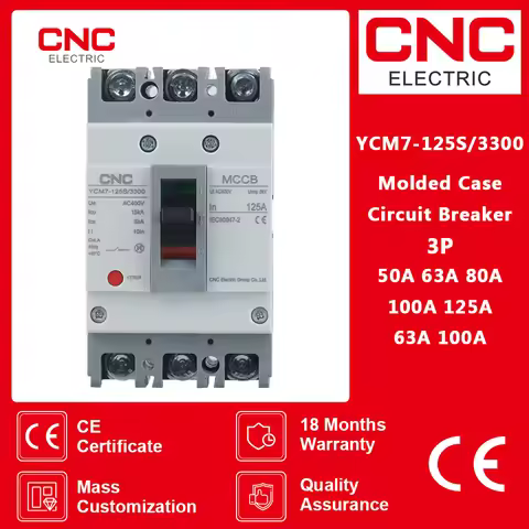 CNC Moulded Case Circuit Breaker 3P 125A AC400V 15kA Solar Switch MCCB Motor Protection YCM7-125S/33
