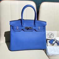 Hermes愛馬仕 birkin30手提包，藍色 togo皮 銀扣C刻