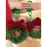 christmas keychain christmas gift ideas Christmas Cute Mini Wreath Brooch Pendant Small Chanel Style