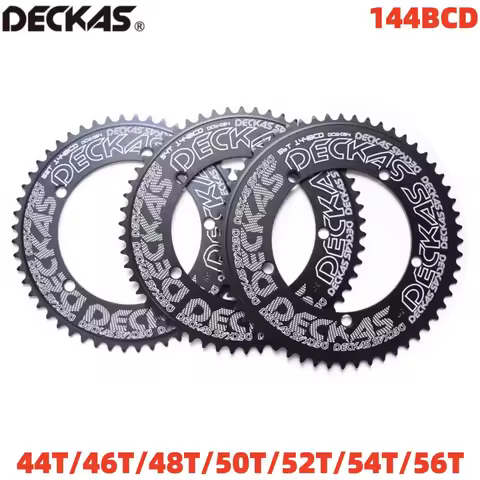 DECKAS Bicycle Chainring 144BCD, Disc Chainring, Road Fixed Gear, Fixed Circular Chain, 44T - 56T