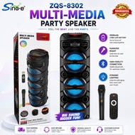 ZQS-8302 8x3 Inch Bluetooth Karaoke Speaker Wireless Mic Remote Super Bass Portable Party DJ Speaker