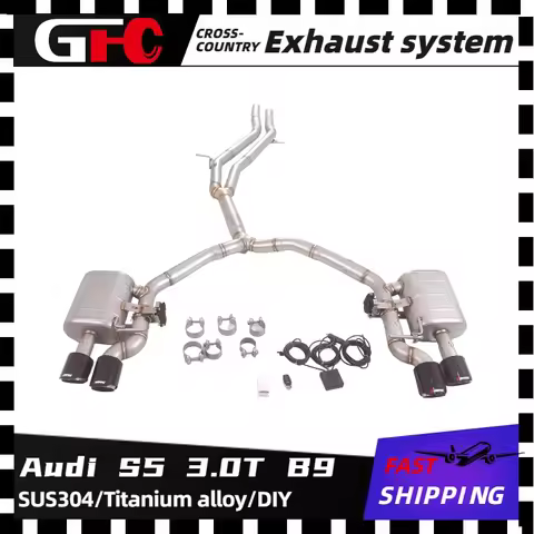GFC catback SUS304 high-performance exhaust system valve muffler 4 tips for Audi S5 3.0T B9 2018 to 