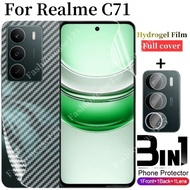 3in1 Realme C71 4G Hydrogel Film Front Carbon Fibre Back Full Cover Rear Camera Protective Film For 