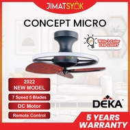 DEKA CONCEPT MICRO 20 Inch 3 Blades 14 Speed DCMotor Remote Control LED Ceiling Fan With Light Kipas Siling KipasSyiling